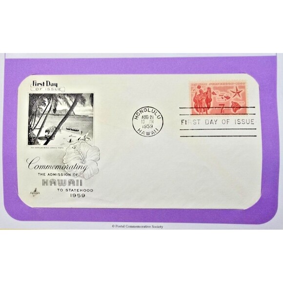 Hawaii Statehood Commemorating The Admission Of Hawaii 1959 FDC - Picture 2 of 3